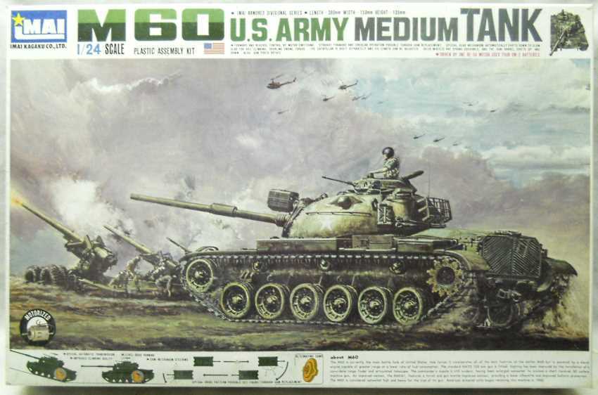 Imai 1/25 M60 US Army Medium Tank Motorized With Cam Drive and Automatic Transmission, 1-4204-1498 plastic model kit